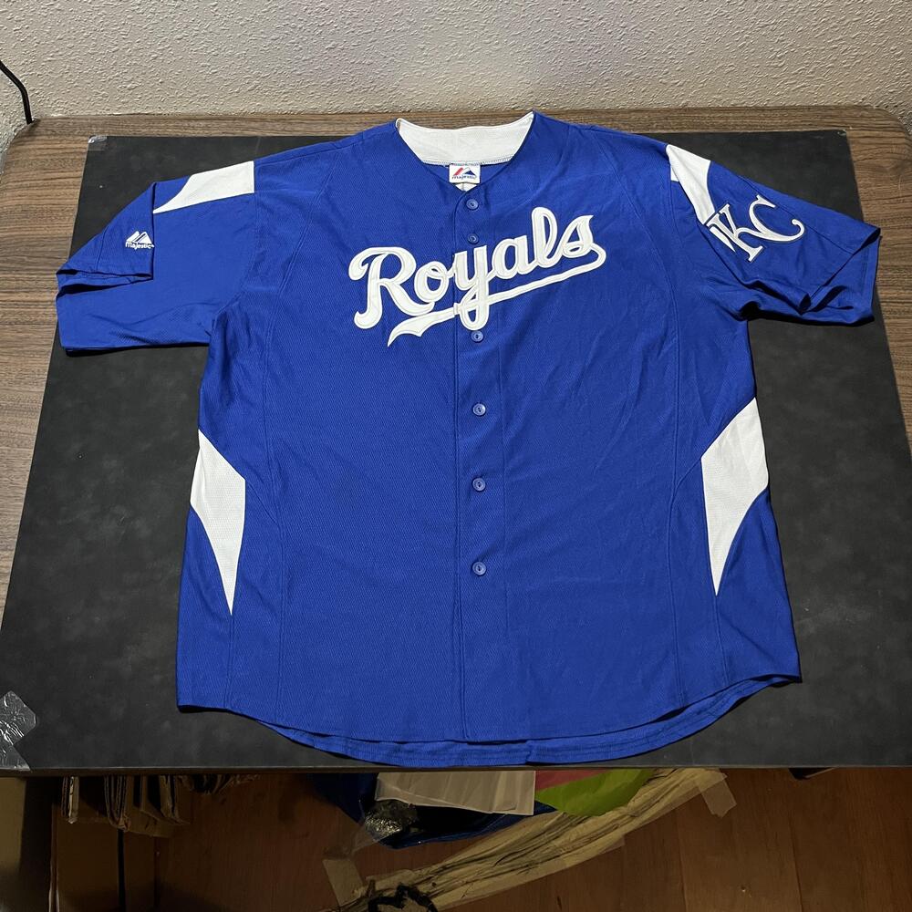 Kansas City Royals Jersey Mens XL Blue White MLB Baseball Shirt Majestic KC